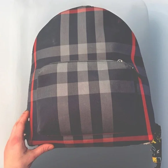 Burberry Black and Red Plaid Women\'s Backpack BURBERRY Graffiti Check Rucksack Backpack Nylon Canvas  main image 3